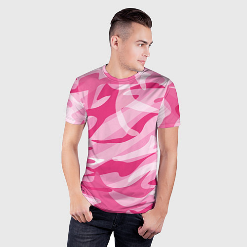 Мужская спорт-футболка Камуфляж в розовом / 3D-принт – фото 3