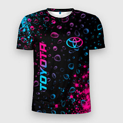 Футболка спортивная мужская Toyota - neon gradient: надпись, символ, цвет: 3D-принт