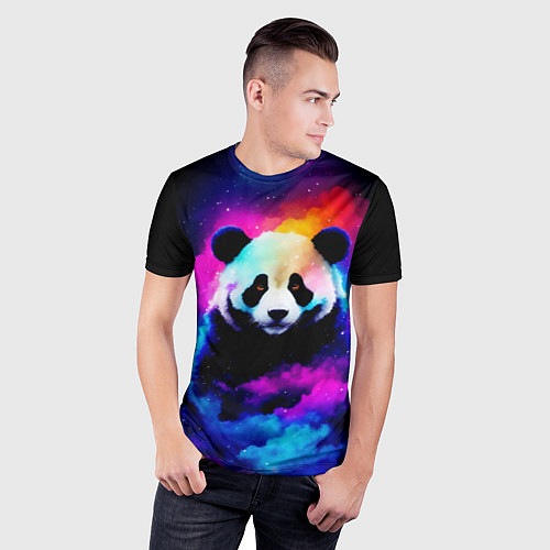 Мужская спорт-футболка Панда и краски / 3D-принт – фото 3