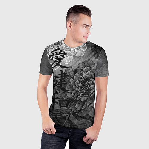 Мужская спорт-футболка Flowers - japanese art / 3D-принт – фото 3