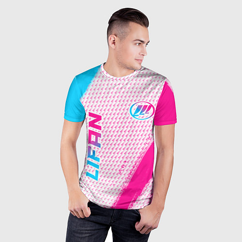 Мужская спорт-футболка Lifan neon gradient style: надпись, символ / 3D-принт – фото 3