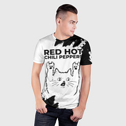 Футболка спортивная мужская Red Hot Chili Peppers рок кот на светлом фоне, цвет: 3D-принт — фото 2