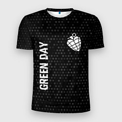 Футболка спортивная мужская Green Day glitch на темном фоне: надпись, символ, цвет: 3D-принт