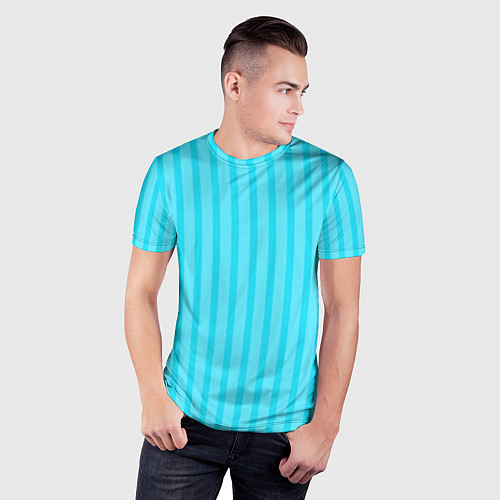 Мужская спорт-футболка Полосатый голубой / 3D-принт – фото 3