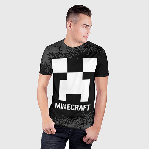 Мужская спорт-футболка Minecraft glitch на темном фоне / 3D-принт – фото 3