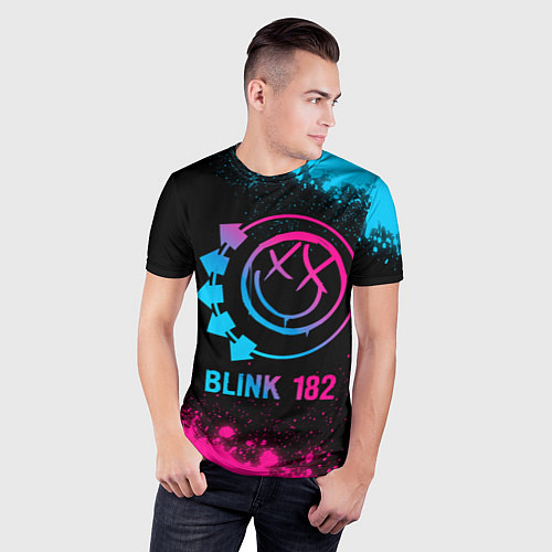 Мужская спорт-футболка Blink 182 - neon gradient / 3D-принт – фото 3