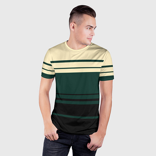 Мужская спорт-футболка Полосы зелёный / 3D-принт – фото 3