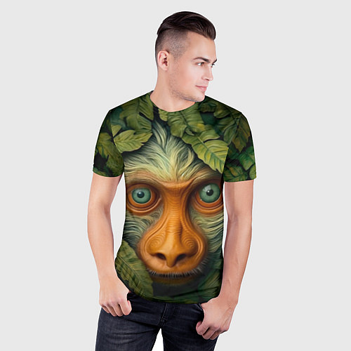 Мужская спорт-футболка Обезьяна в джунглях / 3D-принт – фото 3