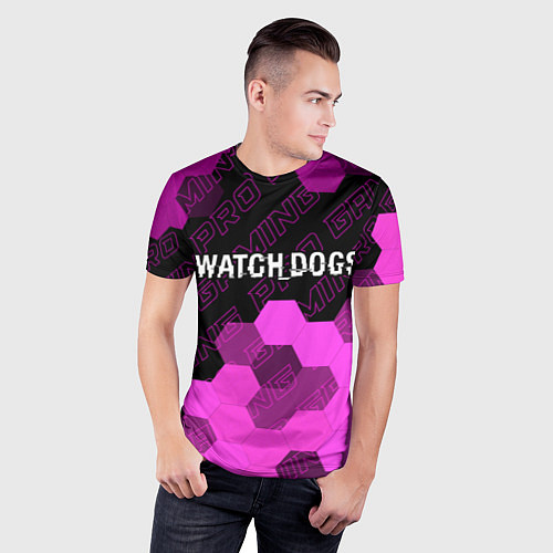 Мужская спорт-футболка Watch Dogs pro gaming: символ сверху / 3D-принт – фото 3