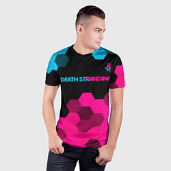 Футболка спортивная мужская Death Stranding - neon gradient: символ сверху, цвет: 3D-принт — фото 2