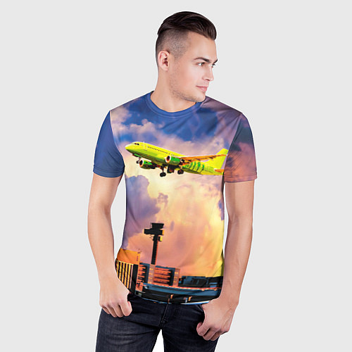 Мужская спорт-футболка S7 Боинг 737 в облаках / 3D-принт – фото 3