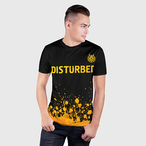 Мужская спорт-футболка Disturbed - gold gradient: символ сверху / 3D-принт – фото 3