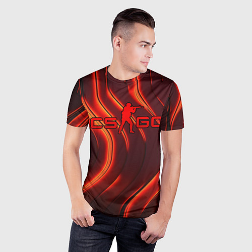 Мужская спорт-футболка CS GO red neon / 3D-принт – фото 3