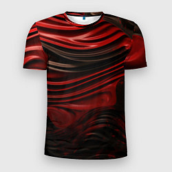 Футболка спортивная мужская Кожаная красная и черная текстура, цвет: 3D-принт