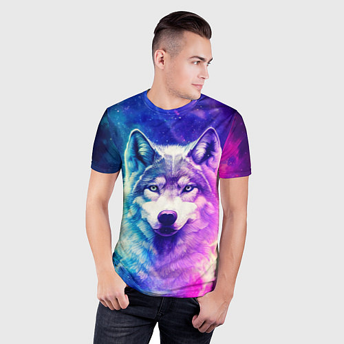 Мужская спорт-футболка Волк космический / 3D-принт – фото 3