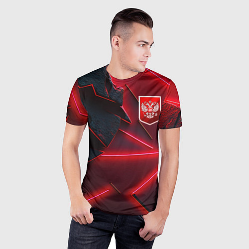 Мужская спорт-футболка Красный герб РФ / 3D-принт – фото 3