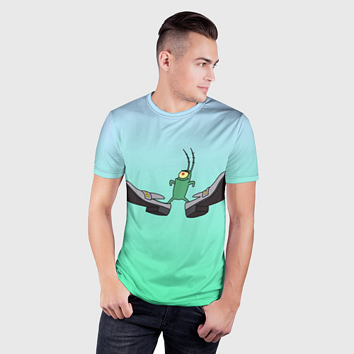 Мужская спорт-футболка Планктон в тягах бархатных / 3D-принт – фото 3