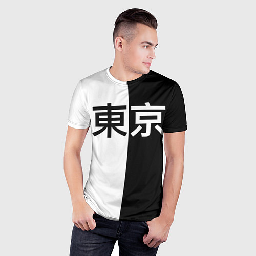 Мужская спорт-футболка Tokyo - Иероглифы / 3D-принт – фото 3