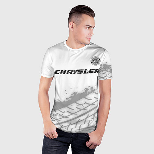 Мужская спорт-футболка Chrysler speed на светлом фоне со следами шин: сим / 3D-принт – фото 3
