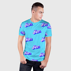 Футболка спортивная мужская Синий логотип Кен - паттерн, цвет: 3D-принт — фото 2