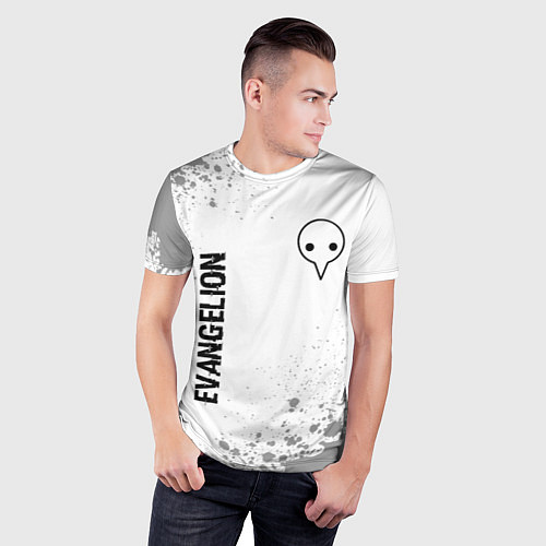 Мужская спорт-футболка Evangelion glitch на светлом фоне: надпись, символ / 3D-принт – фото 3