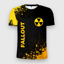 Футболка спортивная мужская Fallout - gold gradient: надпись, символ, цвет: 3D-принт