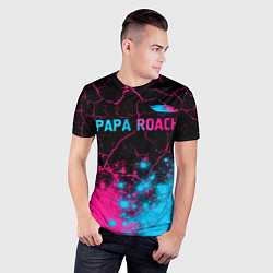 Футболка спортивная мужская Papa Roach - neon gradient: символ сверху, цвет: 3D-принт — фото 2