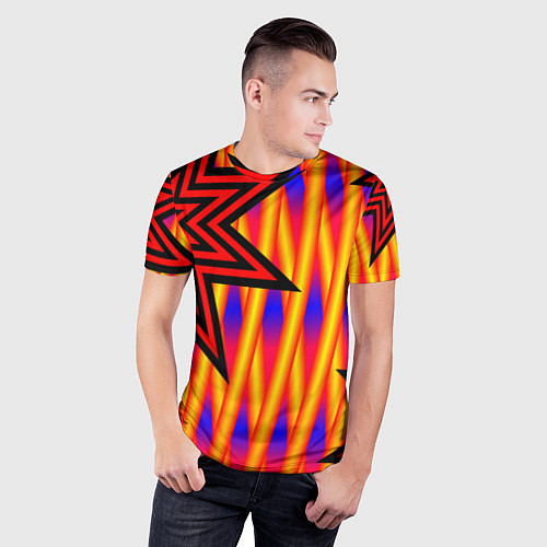 Мужская спорт-футболка Ассиметричный с многолучевыми звездами / 3D-принт – фото 3