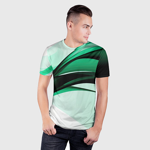 Мужская спорт-футболка White green black / 3D-принт – фото 3