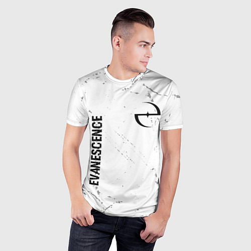 Мужская спорт-футболка Evanescence glitch на светлом фоне: надпись, симво / 3D-принт – фото 3