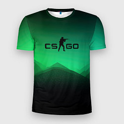 Футболка спортивная мужская CS GO green black background, цвет: 3D-принт