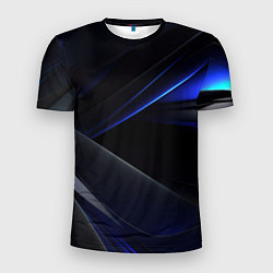 Футболка спортивная мужская Black blue background, цвет: 3D-принт
