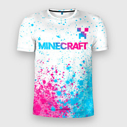 Футболка спортивная мужская Minecraft neon gradient style: символ сверху, цвет: 3D-принт
