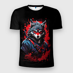 Футболка спортивная мужская Волк-самурай, цвет: 3D-принт