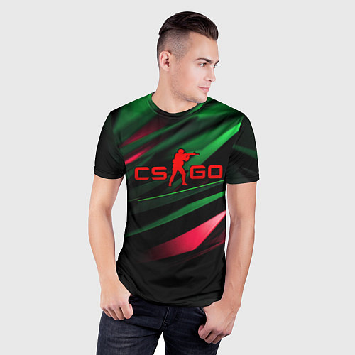 Мужская спорт-футболка CS GO green red / 3D-принт – фото 3