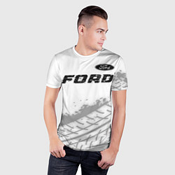 Футболка спортивная мужская Ford speed на светлом фоне со следами шин: символ, цвет: 3D-принт — фото 2