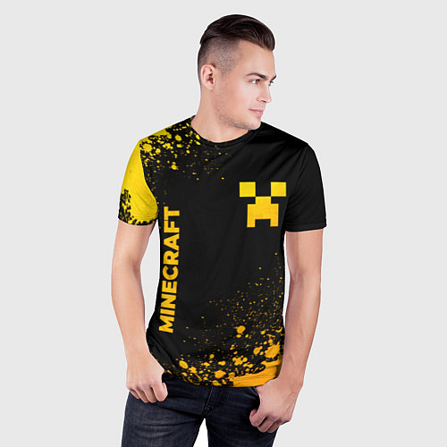 Мужская спорт-футболка Minecraft - gold gradient: надпись, символ / 3D-принт – фото 3