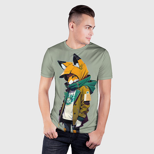 Мужская спорт-футболка Молодая лисичка - городской стиль / 3D-принт – фото 3