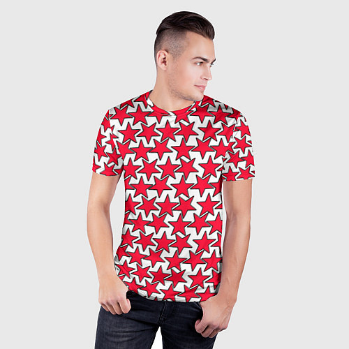 Мужская спорт-футболка Ретро звёзды красные / 3D-принт – фото 3