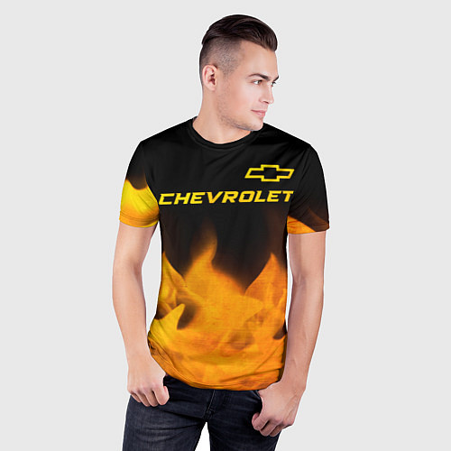 Мужская спорт-футболка Chevrolet - gold gradient: символ сверху / 3D-принт – фото 3