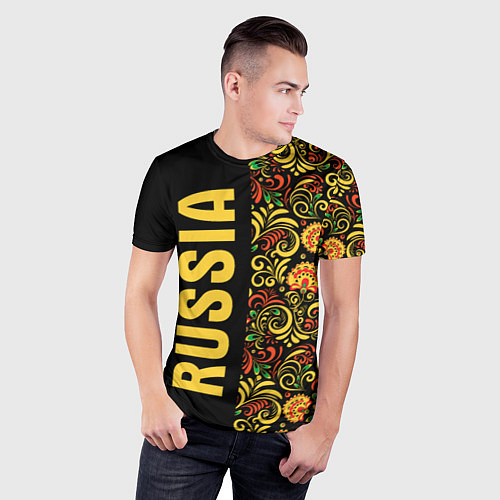 Мужская спорт-футболка Russia хохлома / 3D-принт – фото 3