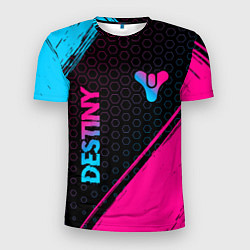 Футболка спортивная мужская Destiny - neon gradient: надпись, символ, цвет: 3D-принт