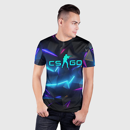 Мужская спорт-футболка CS GO neon style / 3D-принт – фото 3