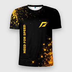 Футболка спортивная мужская Need for Speed - gold gradient: надпись, символ, цвет: 3D-принт