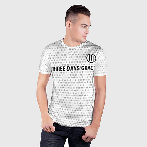 Мужская спорт-футболка Three Days Grace glitch на светлом фоне: символ св / 3D-принт – фото 3