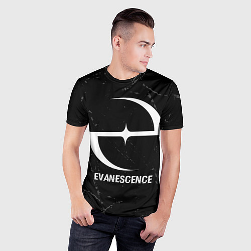 Мужская спорт-футболка Evanescence glitch на темном фоне / 3D-принт – фото 3