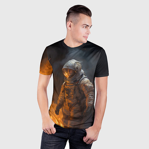 Мужская спорт-футболка Огонь в космосе / 3D-принт – фото 3