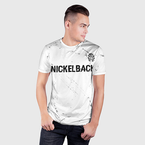 Мужская спорт-футболка Nickelback glitch на светлом фоне: символ сверху / 3D-принт – фото 3