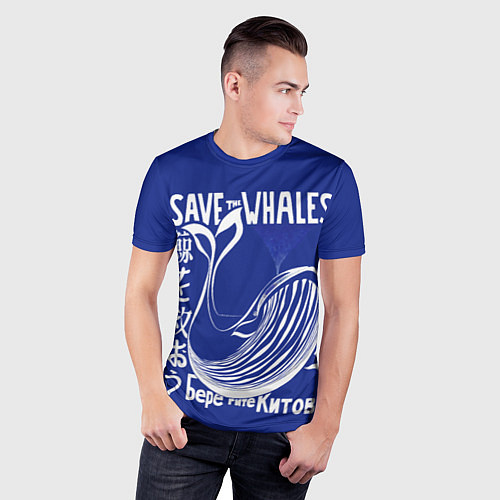 Мужская спорт-футболка Берегите китов / 3D-принт – фото 3