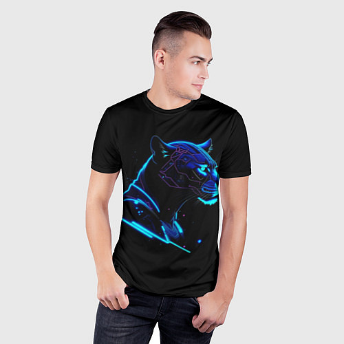 Мужская спорт-футболка Пантера киберпан / 3D-принт – фото 3